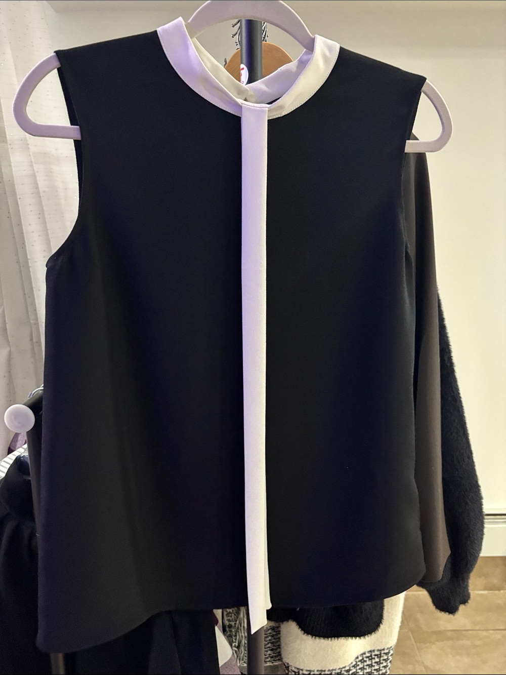 Ted Baker Black Sleeveless Top with White Trim